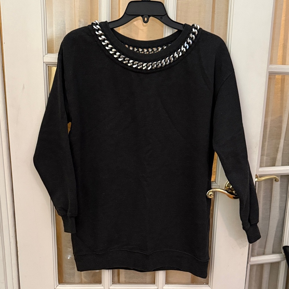 AllSaints Charcoal Gray Sweatshirt with Chain Detail - Size 2